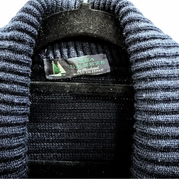 VTG St. Michael Sea & Breeze Italy Wool Blend Cardigan Sweater Navy Blue L - Picture 3 of 12